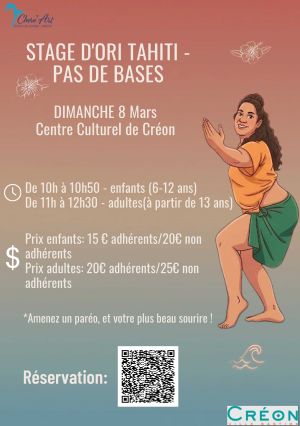 Flyer stage de danse tahitienne à Créon le 8 mars 2026